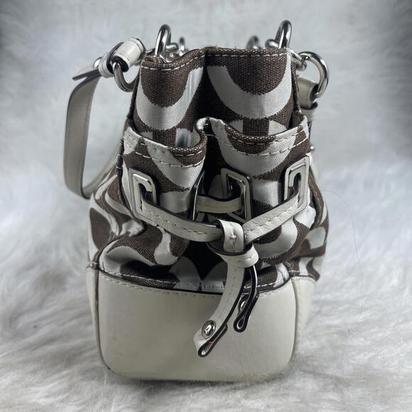 CoachCoach Op Art Satchel Shoulder Bag with Dust Bag - Brown & White